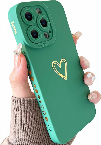 Husa de protectie pentru iPhone 14 PRO MAX SmoBea, silicon, verde/auriu, 6,7 inchi