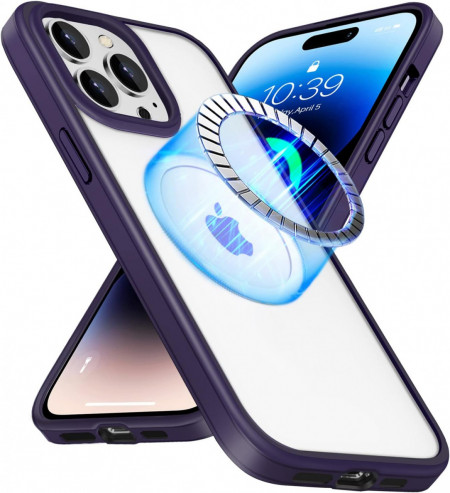 Husa magnetica pentru iPhone 13 Pro Max UNDEUX, metal/silicon, violet, 6,7 inchi
