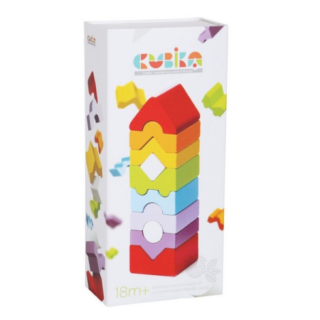 Jucarie Din Lemn Cubika, Set Constructii &quot;Turn&quot; - Img 1