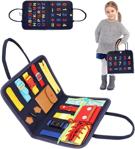 Jucarie educationala Montessori pentru copii 1 - 4 ani Oacvien, textil, multicolor, 27 x 24 cm