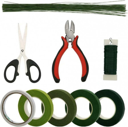 Kit de instrumente si accesorii pentru aranjament floral EDATOFLY, metal/PVC, verde - Img 1