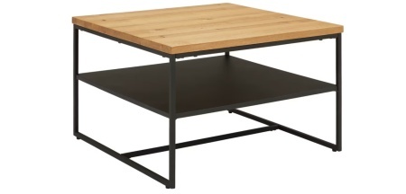 Masă de cafea Novel , furnir de stejar, lemn masiv, 70/70/44 cm, pătrată, negru, culoare stejar