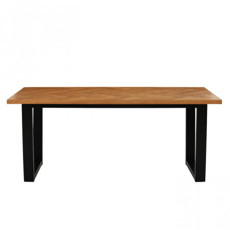 Masa de sufragerie Home Affaire, lemn masiv/MDF, negru/natur, 180 x 90 x 72.5 cm - Img 1