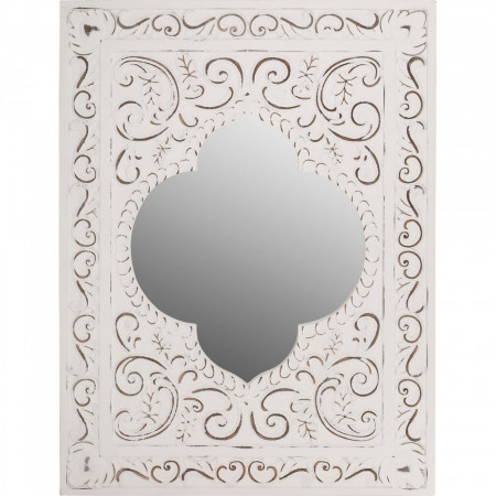 Oglinda de perete Felicitas, lemn masiv/MDF/sticla, alb, 60 x 80 x 3 cm