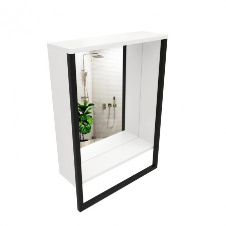 Oglinda Places of Style, lemn/sticla/metal, alb/negru, 48 x 67 cm