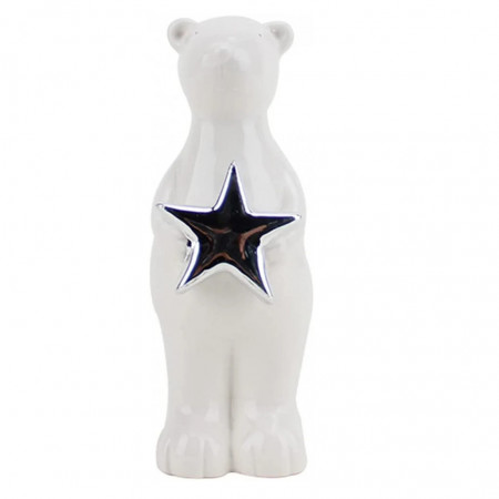 Ornament de ceramica urs polar Casaido, alb, 9 x 8 x 18 cm