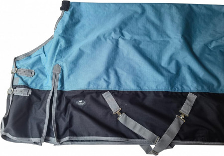 Patura de iarna pentru cai TGW RIDING, nailon, gri/albastru, 78 x 165 cm