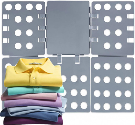 Placa pentru plierea tricourilor Sinzau, plastic, gri 69,5 x 56 x 2 cm