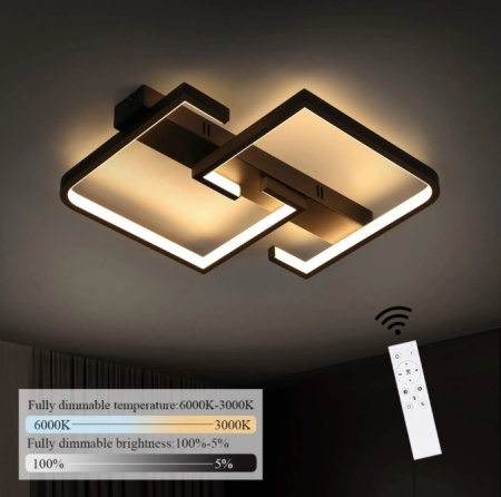 Plafoniera Zmh, LED, metal/acril, negru, 41 x 34 x 5 cm