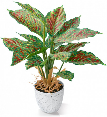 Planta artificiala YunYite, plastic, verde/rosu/maro, 32,5 x 8,5 cm - Img 1