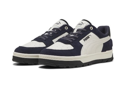 Puma, Pantofi sport unisex cu insertii de piele intoarsa Caven, Gri cenusiu, Bleumarin, 40.5, Resigilat, Grad A