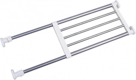 Raft extensibil pentru dulap Baoyouni, otel inoxidabil/ABS, argintiu/alb, 50 - 80 x 25 cm