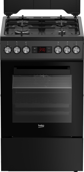 RESIGILAT – ARAGAZ MIXT BEKO FSM52330DAO, 50×60 cm, 4 arzatoare gaz, Aprindere electrica, Cuptor electric, Grill, Negru