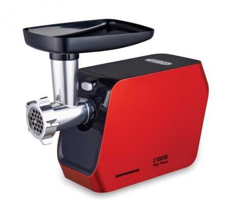 RESIGILAT – MASINA DE TOCAT HEINNER MG-2100RD, Putere 2100W, 1.8kg/min, Accesoriu rosii, Accesorii carnati, Cutit inox, 3 site taiere, Rosu - Img 1