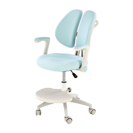 Scaun birou pentru copii HM Panco, ergonomic, ajustabil pe inaltime si adancime, mesh, suport pentru picioare, bleu
