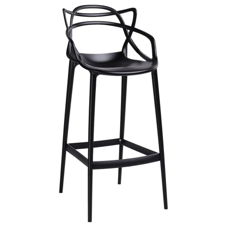 Scaun de bar Karll, exterior/ interior, polipropilena, negru, 76 cm inaltime