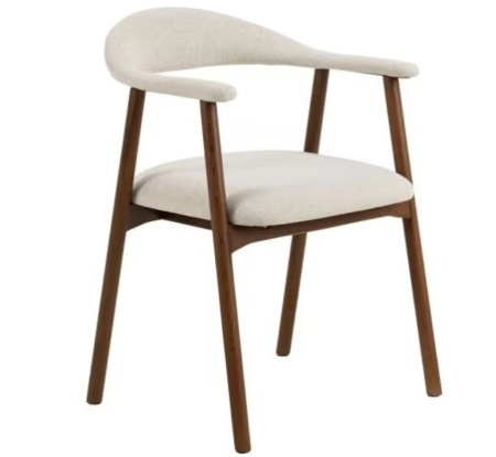 Scaun MID, din lemn si material textil, bej, 56/75,5/54 cm