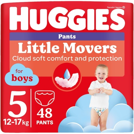Scutece chilotel Huggies Little Movers 5, Boy, 12-17 kg, 48 buc, Resigilat, Grad A