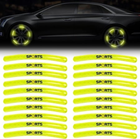 Set 20 autocolante reflectorizante de avertizare pentru masina, autoadeziv, PET, 9 x 0,7 cm
