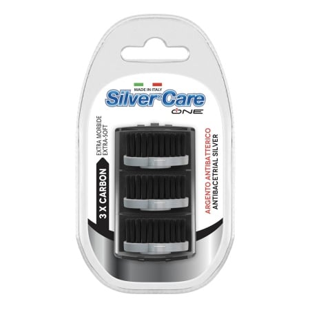 Set 3 rezerve Silver Care One Extra Soft Carbune cap argint, actiune antibacteriana naturala si continua