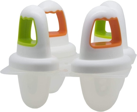 Set 4 forme de inghetata pentru bebelusi Nuk, plastic, alb/verde/portocaliu