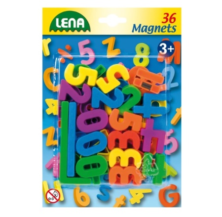 Set cifre si semne matematice magnetice Lena multicolore 36 piese 3 cm lungime