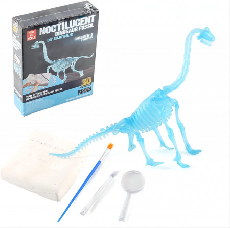 Set cu schelet de dinozaur si kit de cautare Sipobuy, plastic, albastru, Fosila-Brachiosaurus, 12,5 x 5, 5 x 17,5 cm - Img 1