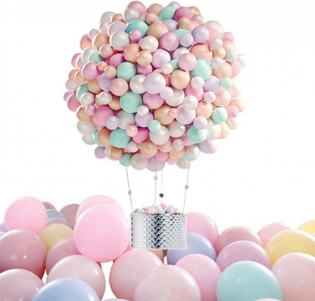 Set de 100 de baloane cu panglica Elion, latex, multicolor, 25 cm