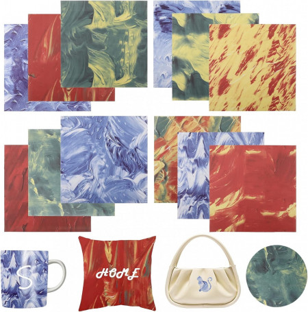 Set de 12 coli hartie de imprimare pentru tricouri/cani Augot, multicolor, 30,5 x 30,5 cm