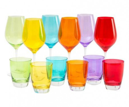 Set de 12 pahare Excelsa Happy Colour din sticlă, multicolor - Img 1