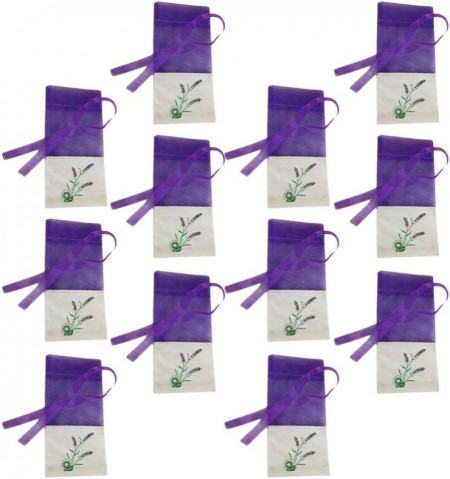 Set de 12 saculeti pentru lavanda Hemoton, mov, tifon, 15 x 7,2 cm - Img 1