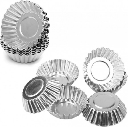 Set de 16 forme pentru prajituri HEIGOO, aliaj , argintiu, 7 x 2 cm - Img 1