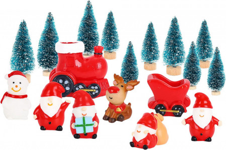Set de 18 mini-decoratiuni de Craciun Gukasxi, multicolor, rasina, 3-12,5 cm