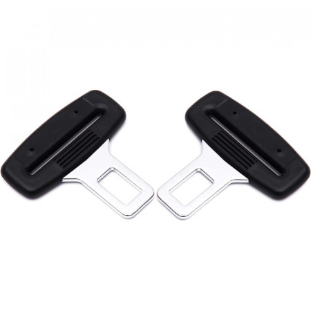 Set de 2 adaptoare pentru centura de siguranta CiciIng, ABS/aliaj metalic, negru/argintiu, 7,1 x 6,9 cm