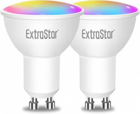 Set de 2 becuri ExtraStar, LED, RGB, metal/plastic, alb, 54 x 50 mm