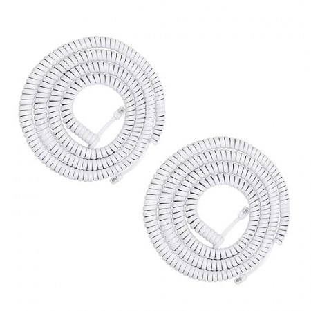 Set de 2 cabluri spiralate pentru telefonul fix, HAWAKA, alb, 65-700 cm