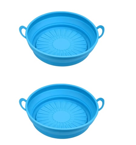 Set de 2 cosuri pentru friteuza cu aer Pipihome, silicon, albastru, 19 x 16 x 7 cm