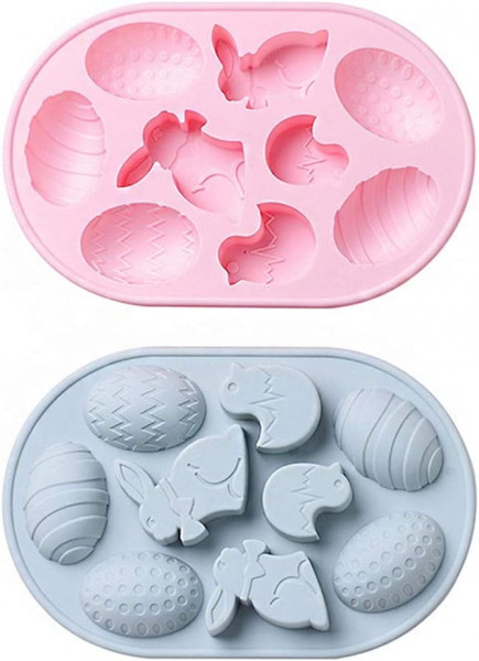 Set de 2 forme pentru prajituri XYDZ, silicon, albastru/roz, 22, 9 x 15 cm - Img 1