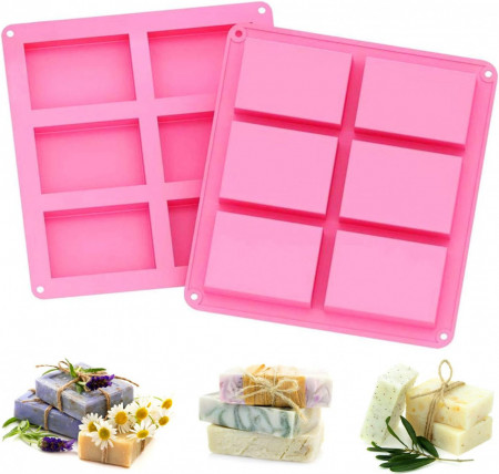 Set de 2 matrite pentru sapun WELLXUNK, silicon, roz, 20 x 21.5 x 2.1 cm