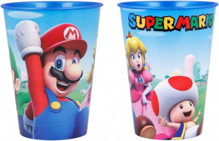 Set de 2 pahare pentru copii ILS I LOVE SHOPPING, Super Mario, plastic, multicolor, 260 ml