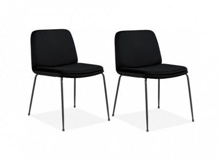 Set de 2 scaune Heine Svaneke, catifea, neagra, 51 x 59 x 78 cm - Img 1