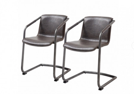 Set de 2 scaune Herne piele sintetica/otel pulverizat, maro, 53 x 77 x 60 cm - Img 1