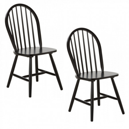 Set de 2 scaune Megan, lemn masiv, negru, 46 x 94 x 51 cm