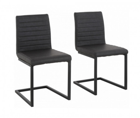 Set de 2 scaune Sabine piele sintetica/metal, negru, 54 x 59 x 87 cm - Img 1