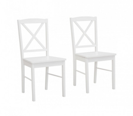 Set de 2 scaune Sonoma, MDF/lemn masiv de pin, alb, 44.5 x 47.5 x 89 cm - Img 1