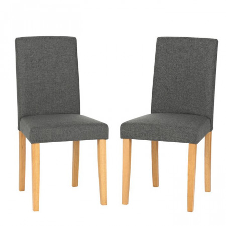 Set de 2 scaune tapitate Lina, Gri, 90 x 43 x 51 cm - Img 1