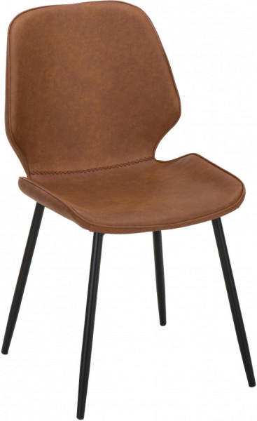 Set de 2 scaune tapitate Louis, metal/piele, maro/negru, 44 x 82 x 58 cm - Img 1