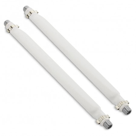Set de 2 tuburi pentru cablu TV Helweet, alb/argintiu, 225 x 16,2 mm