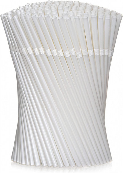 Set de 200 paie biodegradabile pentru bauturi KEYSEACRO, alb, 19,8 cm - Img 1