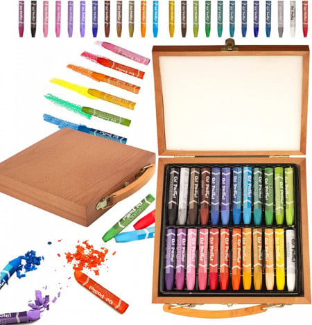 Set de 24 culori cerate KINSPORY, multicolor, 18 x 18 x 4 cm - Img 1